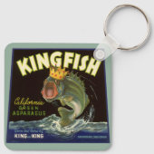 ヴィンテージ製品缶ラベル芸術，キングフィッシュアスパラガス キーホルダー (裏面)