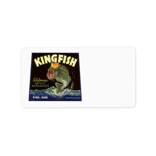 ヴィンテージ製品缶ラベル芸術,キングフィッシュアスパラガス ラベル (正面)