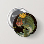 ヴィンテージ製品缶ラベル芸術，キングフィッシュアスパラガス 缶バッジ (正面&裏面)