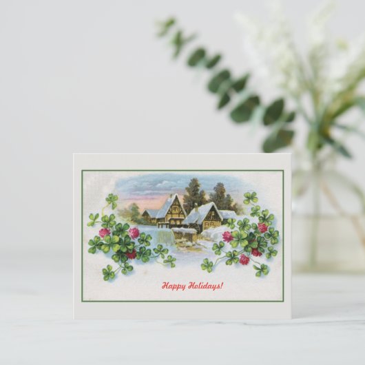 ヴィンテージ製水場4枚葉クローバー シーズンポストカード (スタンド正面)