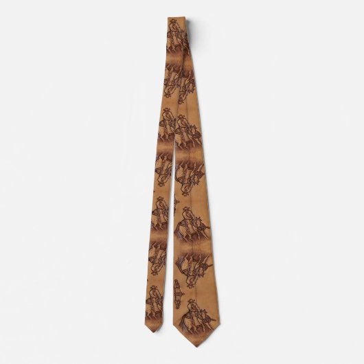 ヴィンテージ西の国のカウボーイの工具付き革 ネクタイ (裏面)