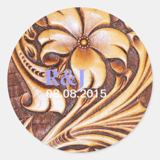 ヴィンテージ西の国のカウボーイの工具付き革 ラウンドシール (正面)