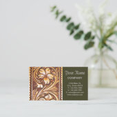 ヴィンテージ西の国のカウボーイの工具付き革 名刺 (スタンド正面)