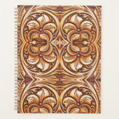 ヴィンテージ西の国のカウボーイレザーパターン プランナー手帳 (正面)