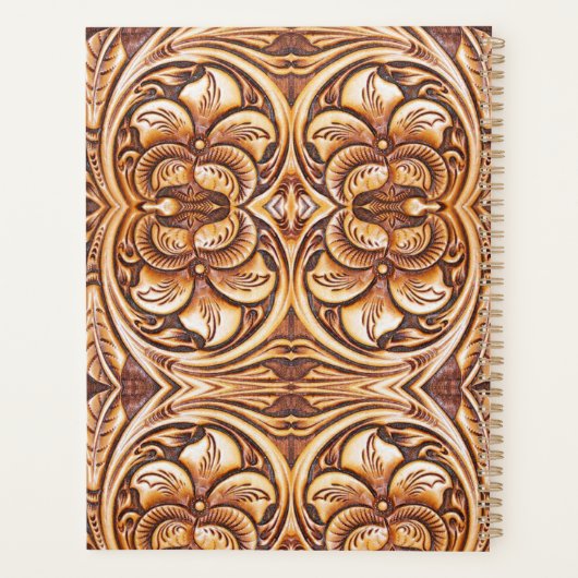 ヴィンテージ西の国のカウボーイレザーパターン プランナー手帳 (裏面)