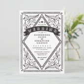 ヴィンテージ西の国のQRコード素朴結婚 招待状 (スタンド正面)