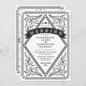 ヴィンテージ西の国のQRコード素朴結婚 招待状 (正面/裏面)