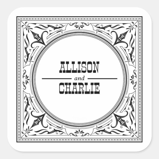 ヴィンテージ西カウボーイカントリーの結婚式の好意 スクエアシール (正面)