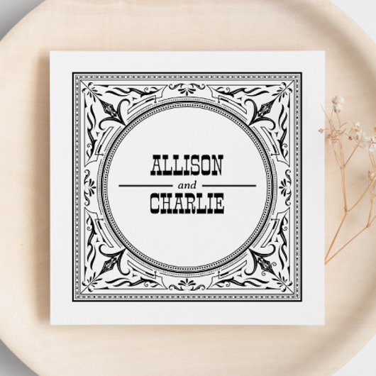 ヴィンテージ西カウボーイカントリーウェディングナプキン スタンダードカクテルナプキン