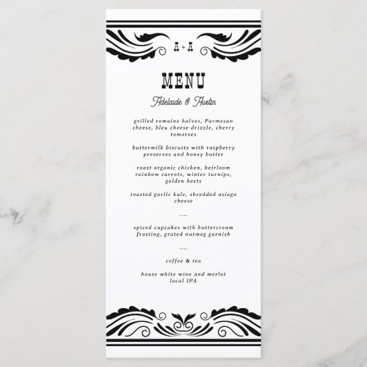 ヴィンテージ西カウボーイカントリー結婚式 メニュー (正面)