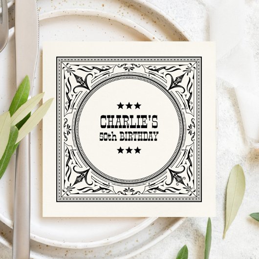 ヴィンテージ西カウボーイカントリー誕生日パーティー スタンダードカクテルナプキン