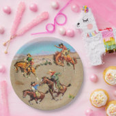 ヴィンテージ西カウボーイキッズオンホース ペーパープレート (パーティー)