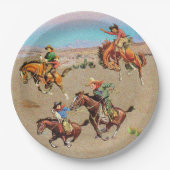 ヴィンテージ西カウボーイキッズオンホース ペーパープレート (正面)