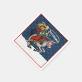 ヴィンテージ西カウボーイキッドホースロープクリスマス スタンダードカクテルナプキン (角)
