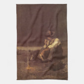 ヴィンテージ西カウボーイズ、プレインズハーダーby NC Wyeth キッチンタオル (縦)