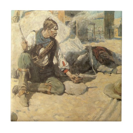 ヴィンテージ西カウボーイズ、ホパロンby NC Wyeth タイル (正面)
