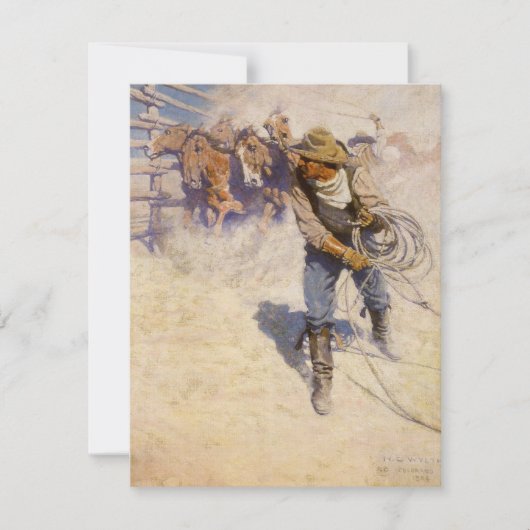 ヴィンテージ西カウボーイズ、In the Corral by NC Wyeth (正面)