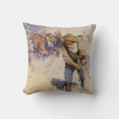ヴィンテージ西カウボーイズ、In the Corral by NC Wyeth クッション (正面)