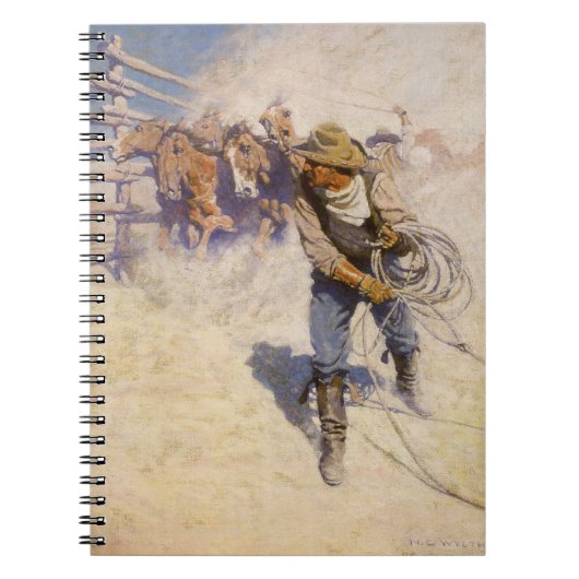 ヴィンテージ西カウボーイズ、In the Corral by NC Wyeth ノートブック (正面)