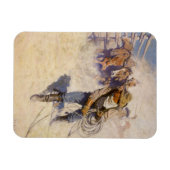 ヴィンテージ西カウボーイズ、In the Corral by NC Wyeth マグネット (横)