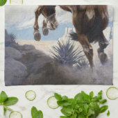 ヴィンテージ西カウボーイズ、NCワイースによるバッキング キッチンタオル (折り畳み)