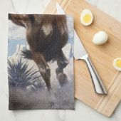 ヴィンテージ西カウボーイズ、NCワイースによるバッキング キッチンタオル (四つ折り)