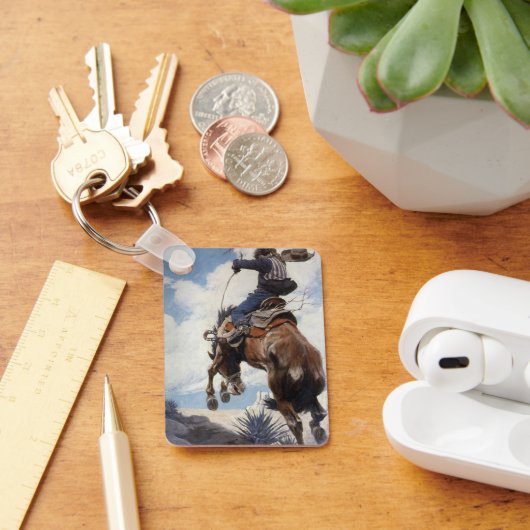 ヴィンテージ西カウボーイズ、NCワイースによるバッキング キーホルダー (デスク)