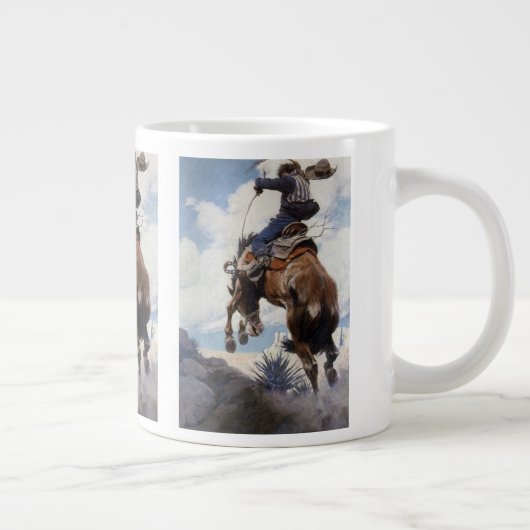 ヴィンテージ西カウボーイズ、NCワイースによるバッキング ジャンボコーヒーマグカップ (右)