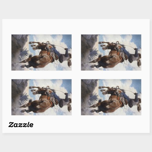 ヴィンテージ西カウボーイズ、NCワイースによるバッキング 長方形シール (シート)