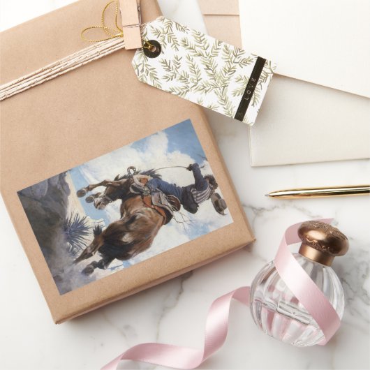 ヴィンテージ西カウボーイズ、NCワイースによるバッキング 長方形シール (ギフト)