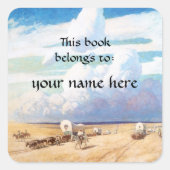 ヴィンテージ西カウボーイズNCワイス蔵書票 スクエアシール (正面)