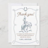 ヴィンテージ西カウボーイバースデーパーティー サンキューカード (正面)