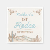 ヴィンテージ西カウボーイファースト・ロデオ1歳 スタンダードカクテルナプキン (正面)