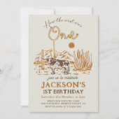 ヴィンテージ西カウボーイファースト・ロデオ1歳 招待状 (正面)