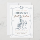 ヴィンテージ西カウボーイファースト・ロデオ1歳 招待状 (正面)