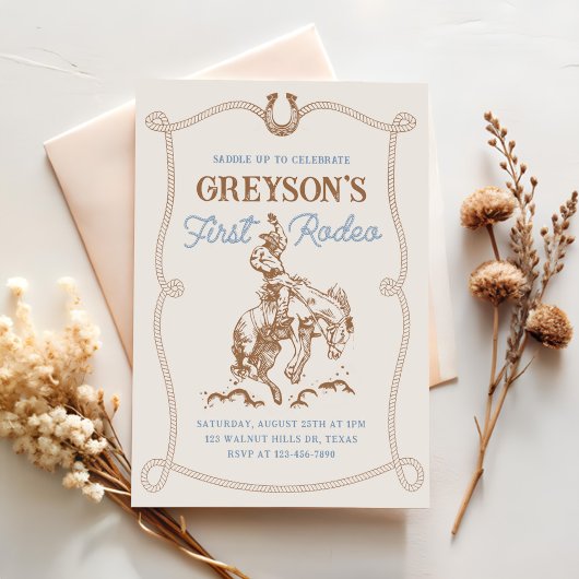 ヴィンテージ西カウボーイファースト・ロデオ1歳 招待状