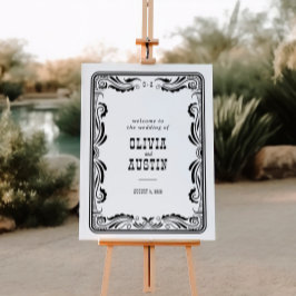 ヴィンテージ西カウボーイ素朴カントリーウェディングサイン ポスター