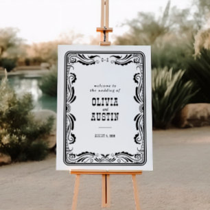 ヴィンテージ西カウボーイ素朴カントリーウェディングサイン ポスター