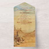 ヴィンテージ西カウボーイ素朴カントリー結婚式 オールインワン招待状 (内側)