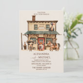 ヴィンテージ西カウボーイ素朴カントリー結婚式 招待状 (スタンド正面)