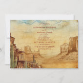 ヴィンテージ西カウボーイ素朴カントリー結婚式 招待状 (正面)