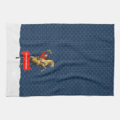 ヴィンテージ西カウボーイ飼育馬クリスマス キッチンタオル (横)