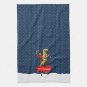 ヴィンテージ西カウボーイ飼育馬クリスマス キッチンタオル (縦)