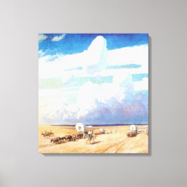 ヴィンテージ西カウボーイ、ワイエスの幌馬車 キャンバスプリント