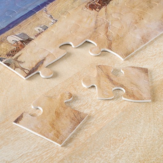 ヴィンテージ西カウボーイ、ワイエスの幌馬車 ジグソーパズル (側面)