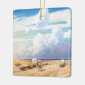 ヴィンテージ西カウボーイ、ワイエスの幌馬車 セラミックオーナメント (左)