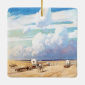 ヴィンテージ西カウボーイ、ワイエスの幌馬車 セラミックオーナメント (裏面)