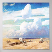 ヴィンテージ西カウボーイ、ワイエスの幌馬車 ポスター (正面)