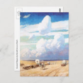 ヴィンテージ西カウボーイ、ワイエスの幌馬車 ポストカード (正面/裏面)