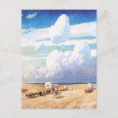 ヴィンテージ西カウボーイ、ワイエスの幌馬車 ポストカード (正面)